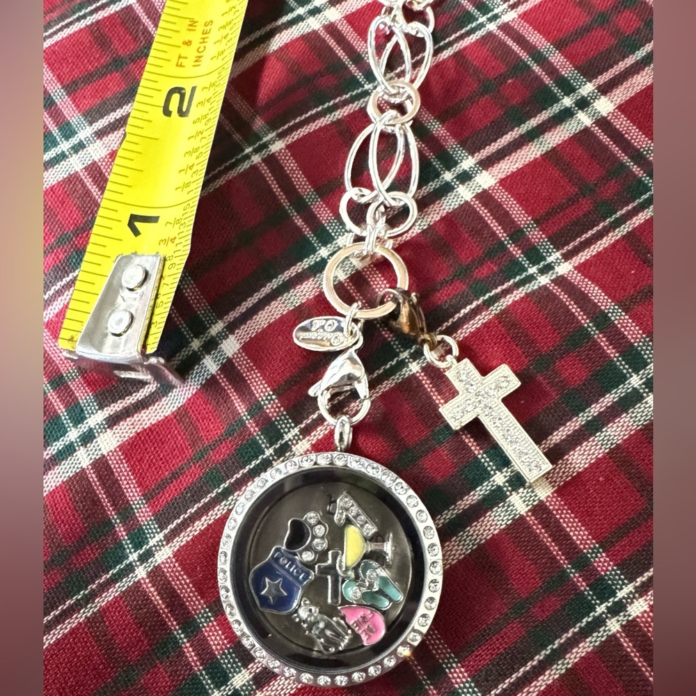 Origami Owl Silver Locket Necklace with Charms